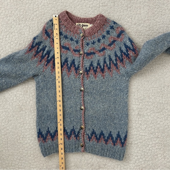 David Grains VTG Sweater Large? Cardigan Wool Icelandic Lopi Nordic Fair Isle - Picture 7 of 11